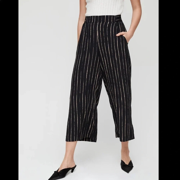 Aritzia Wilfred Striped Wide Leg Faun Pants Size XS - Picture 1 of 14